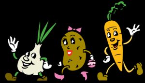 vegetables, cartoon, root vegetables